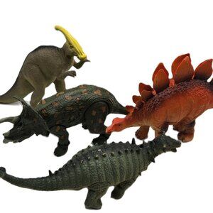 4 Dinosaurs Hard Plastic Toys for Play Crafts Diorama Prehistoric Scenery Medium